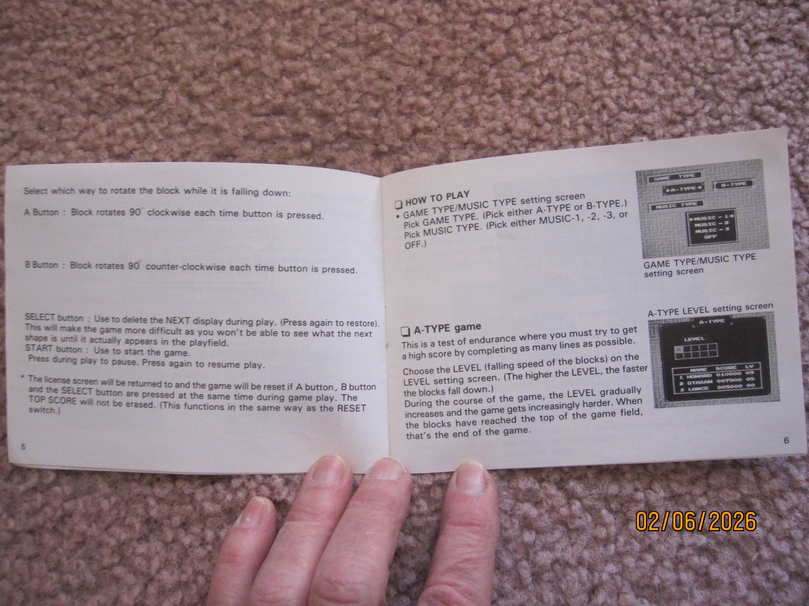 Tetris Instruction Booklet by Nintendo