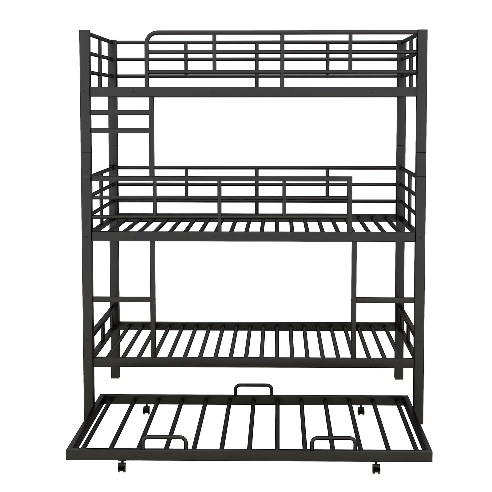 Metal Bed Frame Twin Size Bed Triple Bunk Bed With Trundle for Bedroom