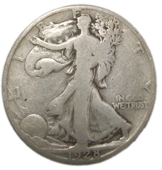 1928-S Walking Liberty Silver Half Dollar Good/Very Good Free Post Tracking