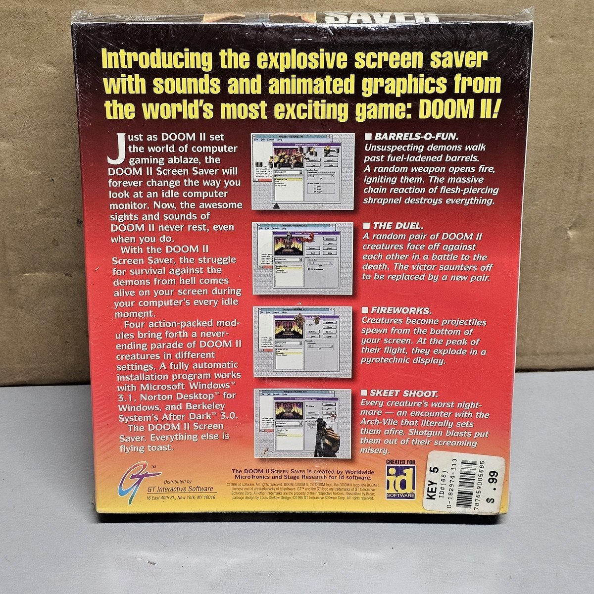 DOOM II Screen Saver PC Software id Software GT Interactive SEALED