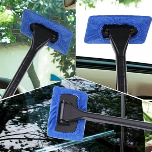 Windshield Cleaner Tool Car Window Cleaner with 6 Reusable and Washable blue