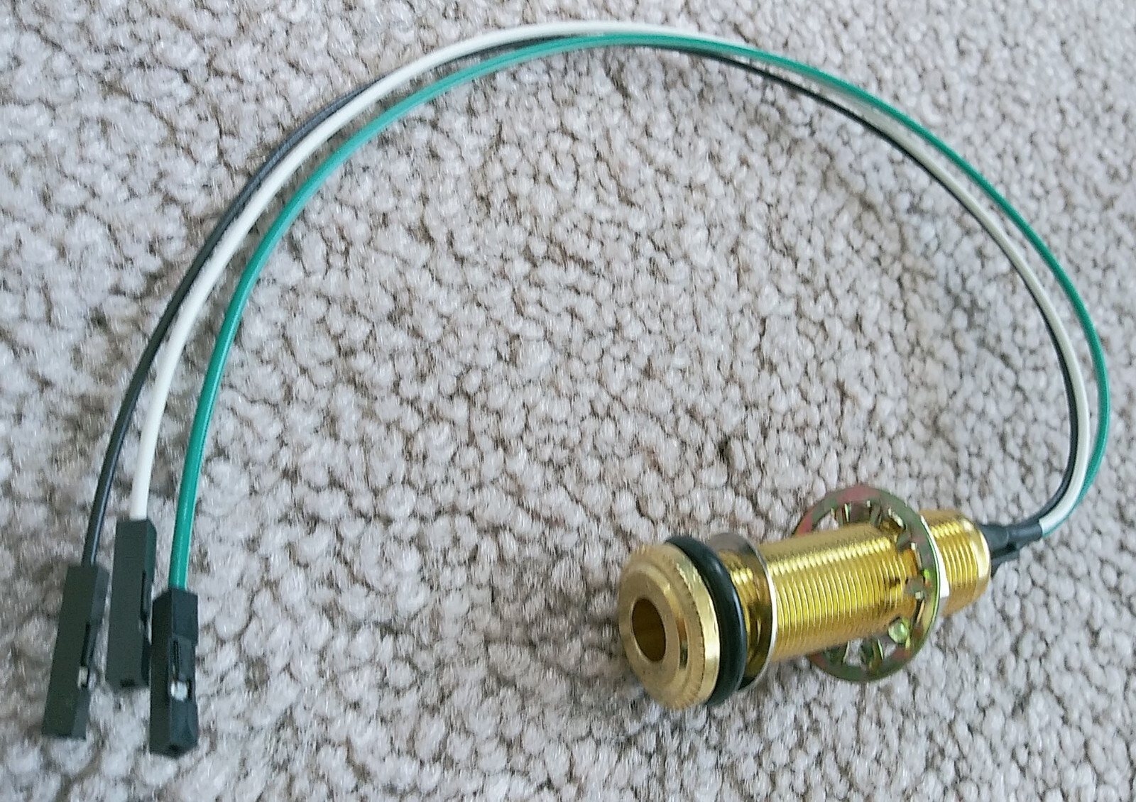 SOLDERLESS Wiring GOLD LONG BARREL Guitar JACK Green Wire 152B 151 for emg *NEW*