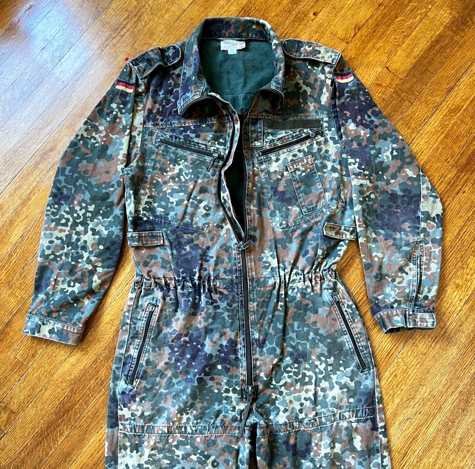 VTG German Army Flight Tank Jumpsuit Flecktarn Camo Kohler GMBH Coveralls 90s