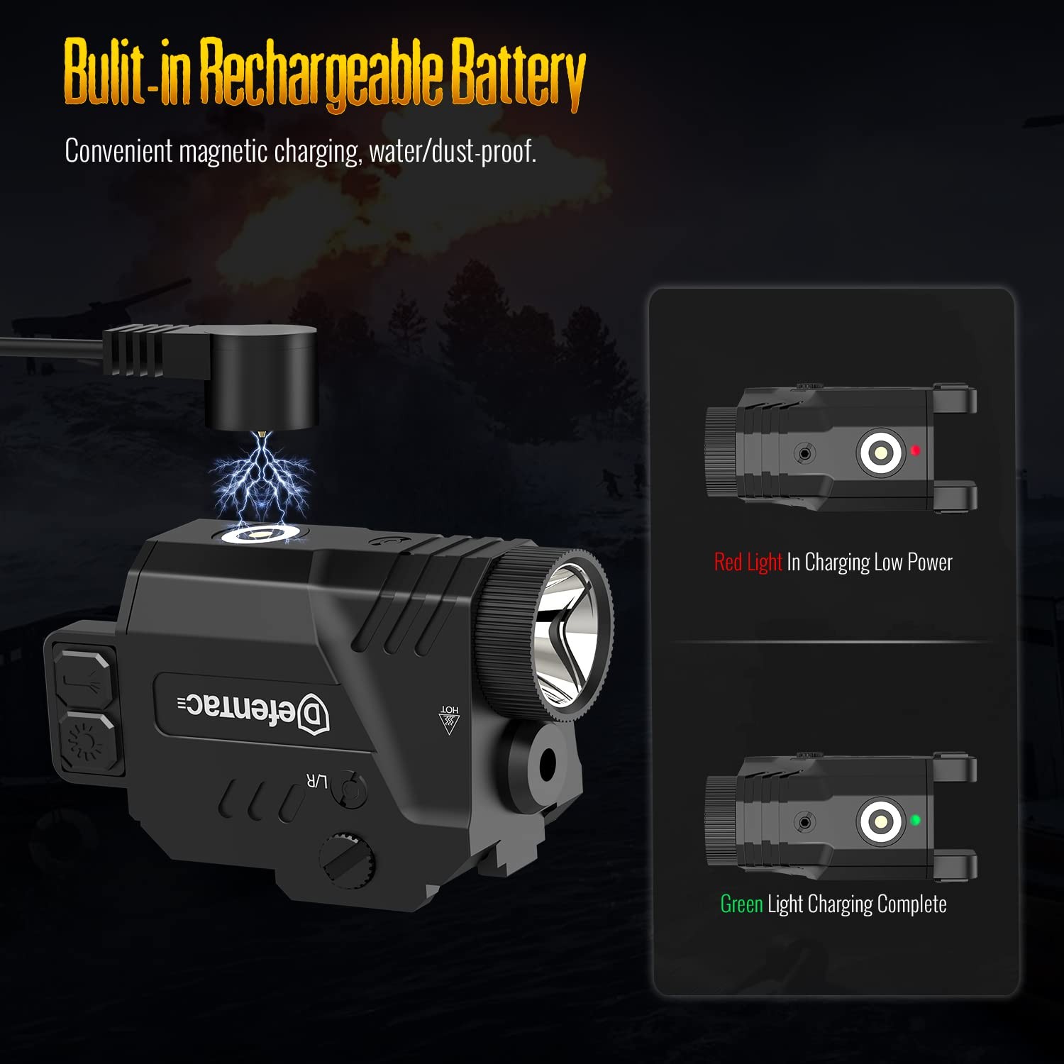 DEFENTAC 800 Lumens Pistol Laser Light Combo with Strobe/Momentary