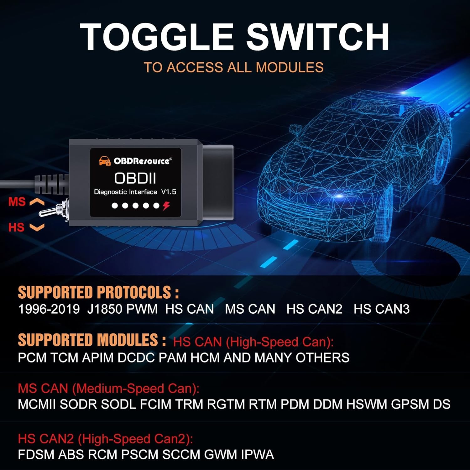 Professional OBD2 Scanner USB for Ford F150 F250 Mustang Mazda - HS CAN MS CAN