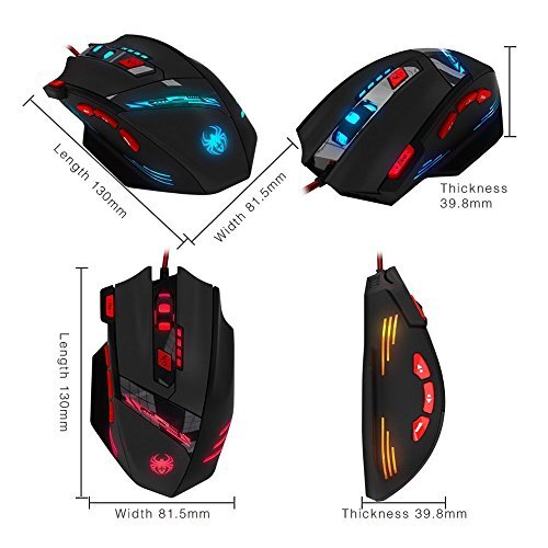 Zelotes T90 Professional 9200 DPI High Precision USB Wired Gaming Mouse,8 Button