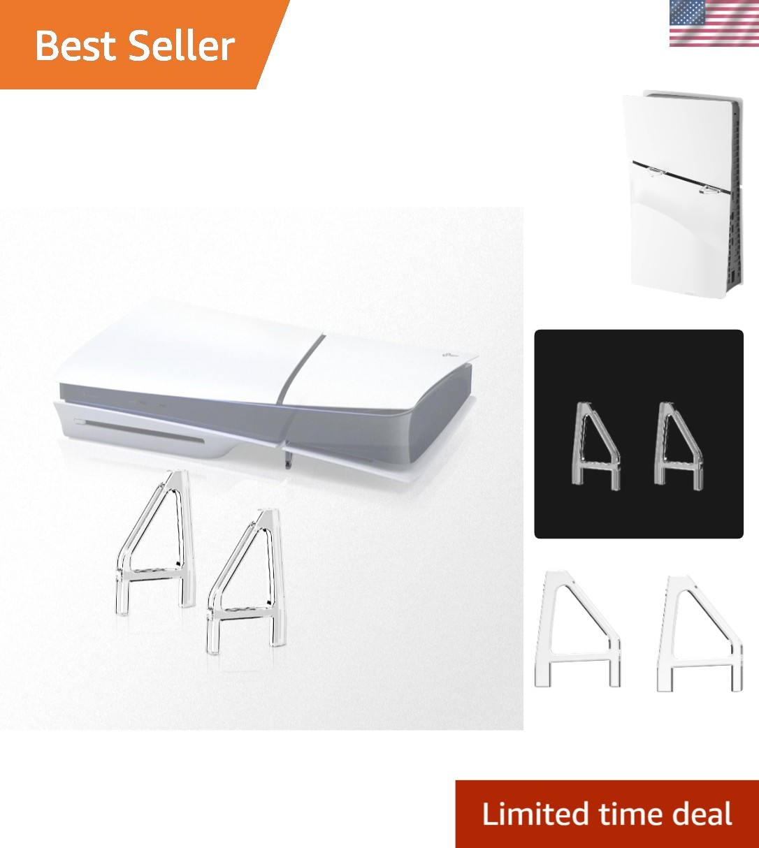 Elegant Horizontal Stand for PS5 Slim & Pro - Safeguard Your Gaming Console