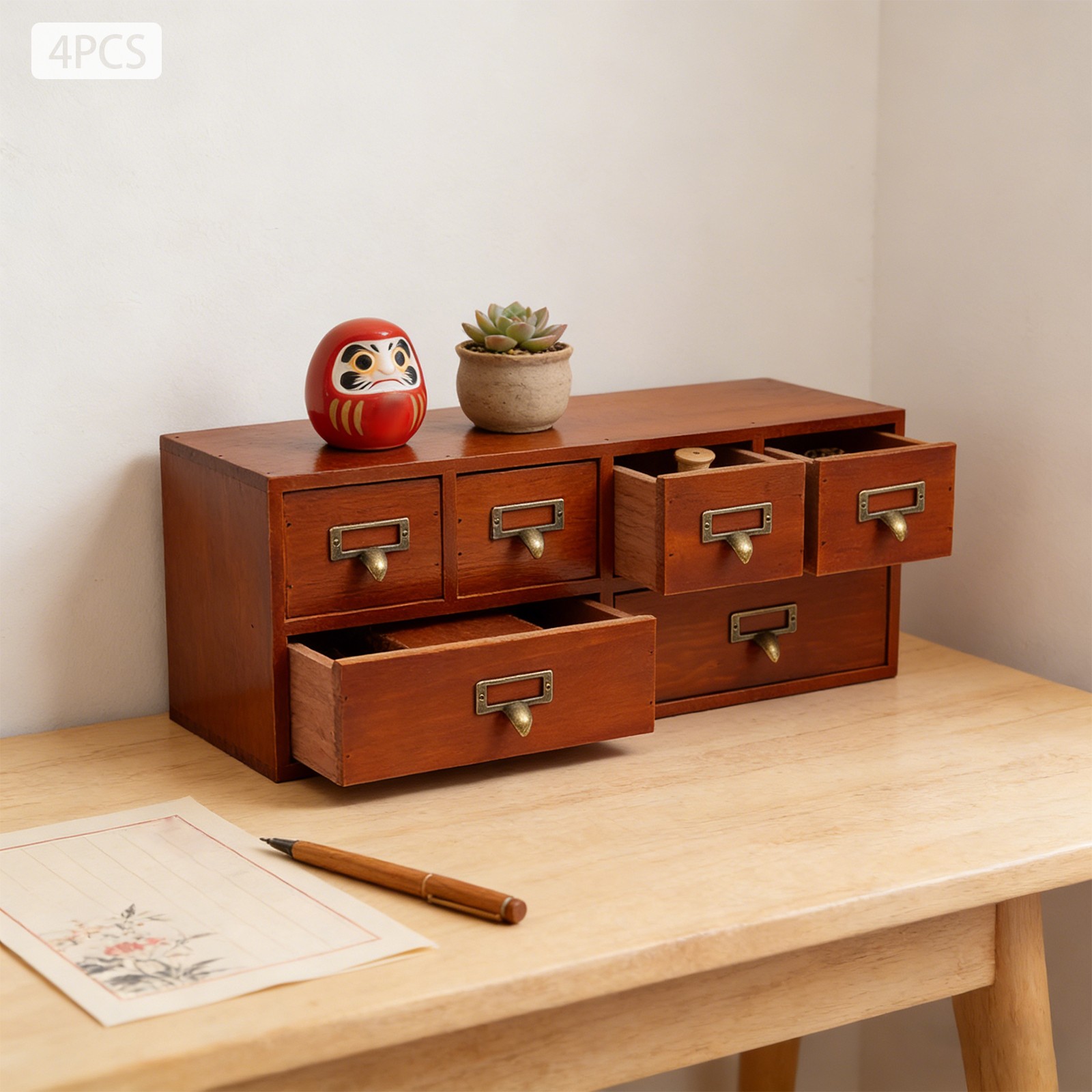 Desktop Organizer 4 Stackable 6-Drawer Organizers Wood Desktop Organizer