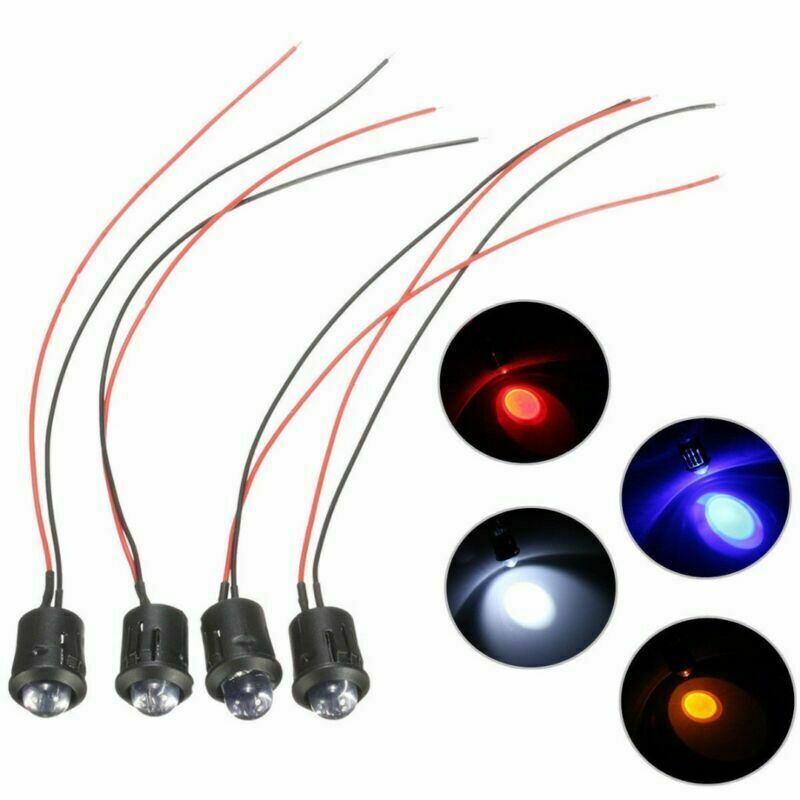 DC5V 12V 5MM LED Diode Light Clear 20cm Cable Pre-Wired With BL Plastic Holder