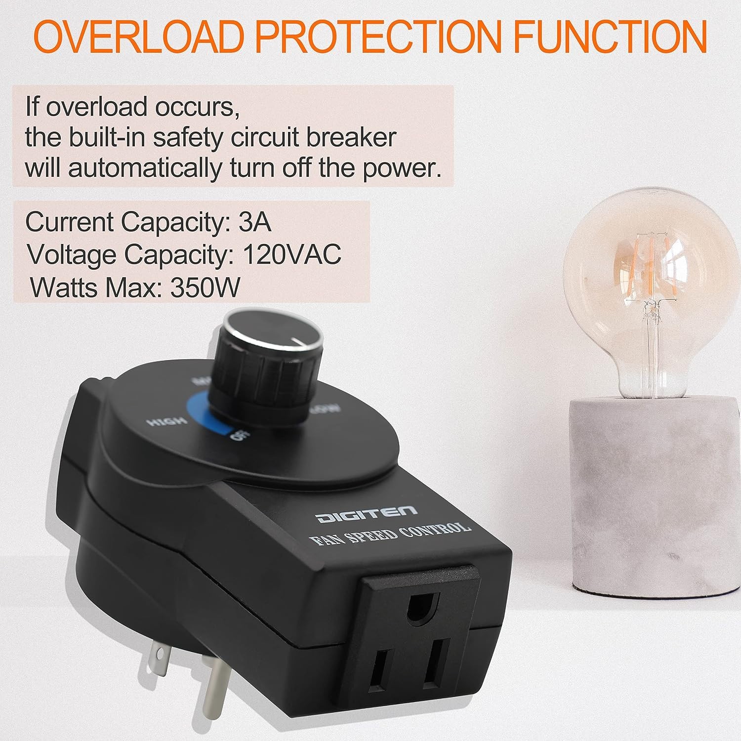 Variable Speed Controller - Energy Efficient Fan Speed Adjuster, 350W Capacity