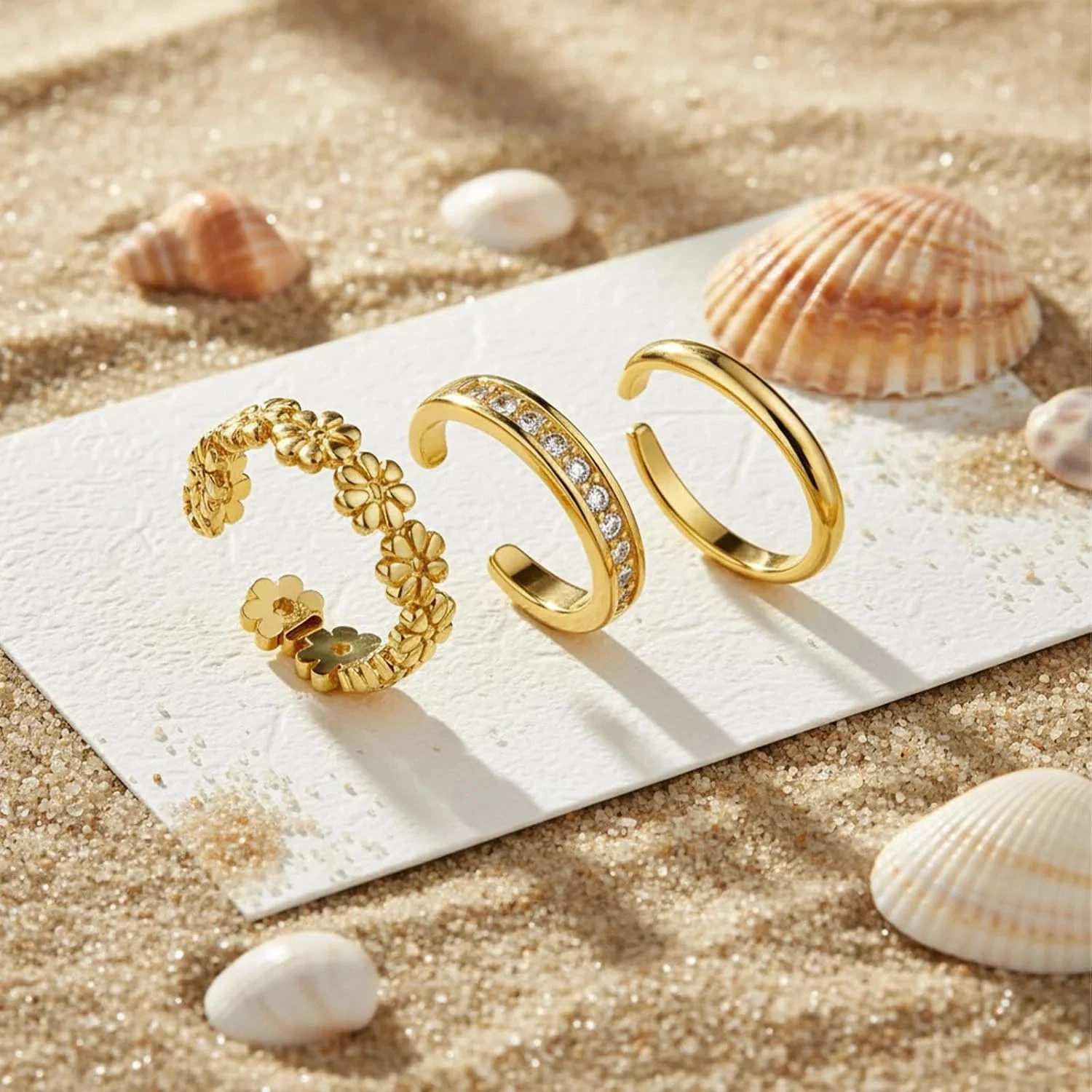 Toe Ring Gold for Women Cute Adjustable Big Toe Rings Non-Tarnish Diamond Jewelr