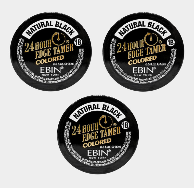 Ebin New York 24 Hour Colored Edge Tamer, 1 - Natural Black, 0.5oz (3 Pack)