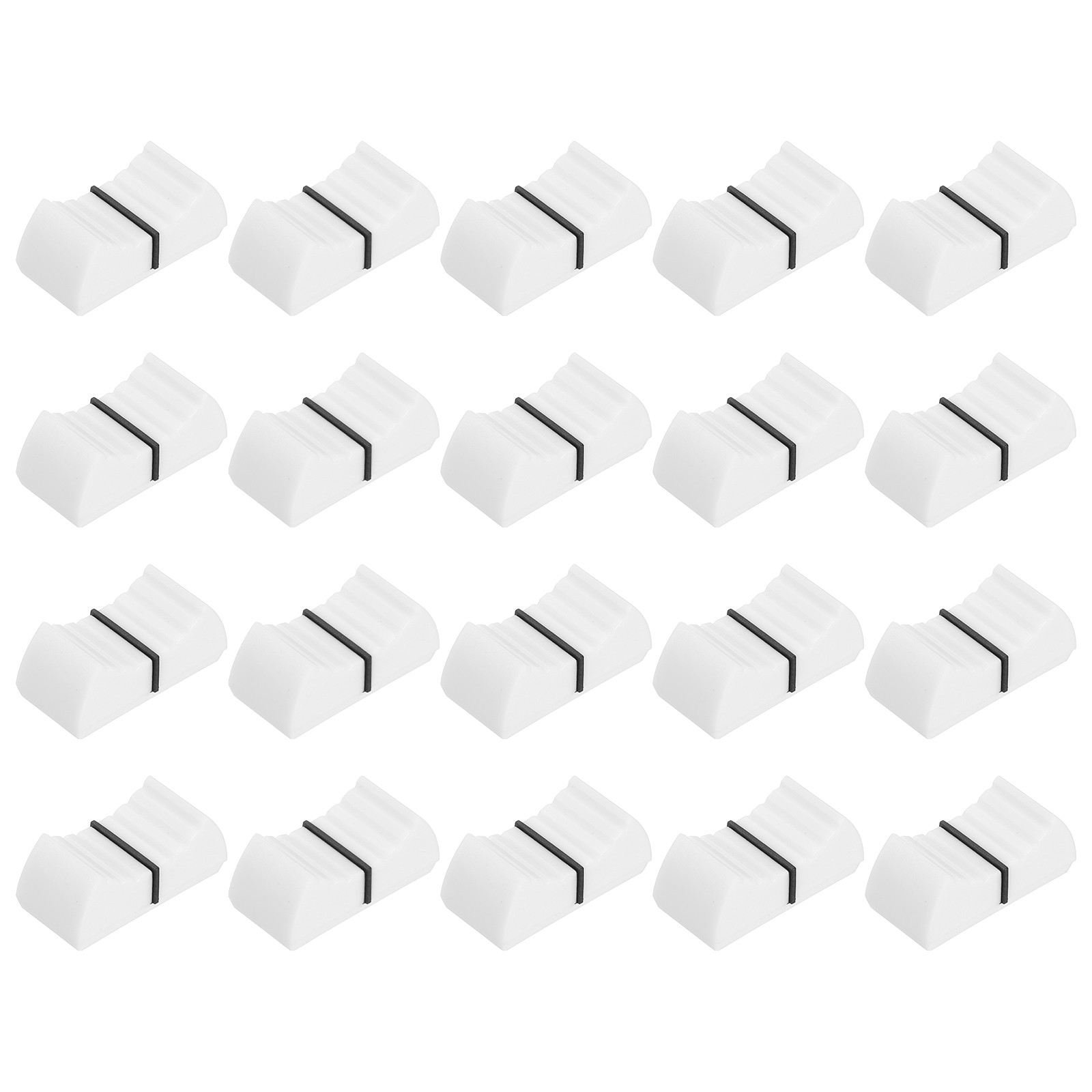 Straight Slide Potentiometer Knob 8x1mm/0.31x0.04 Inch, White Black Pack of 20