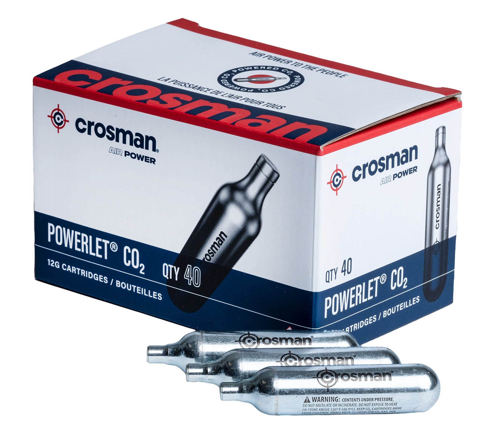 Crosman 12 Gram CO2 (40 Cartridges) Silver