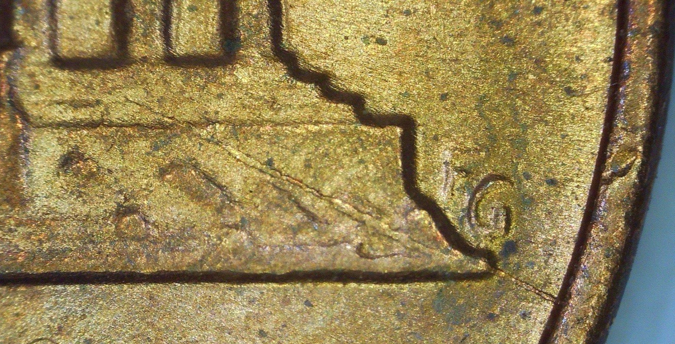 1980 P Lincoln Cent Large Die Crack Reverse Rim to Bottom Bay 10 Misaligned Die