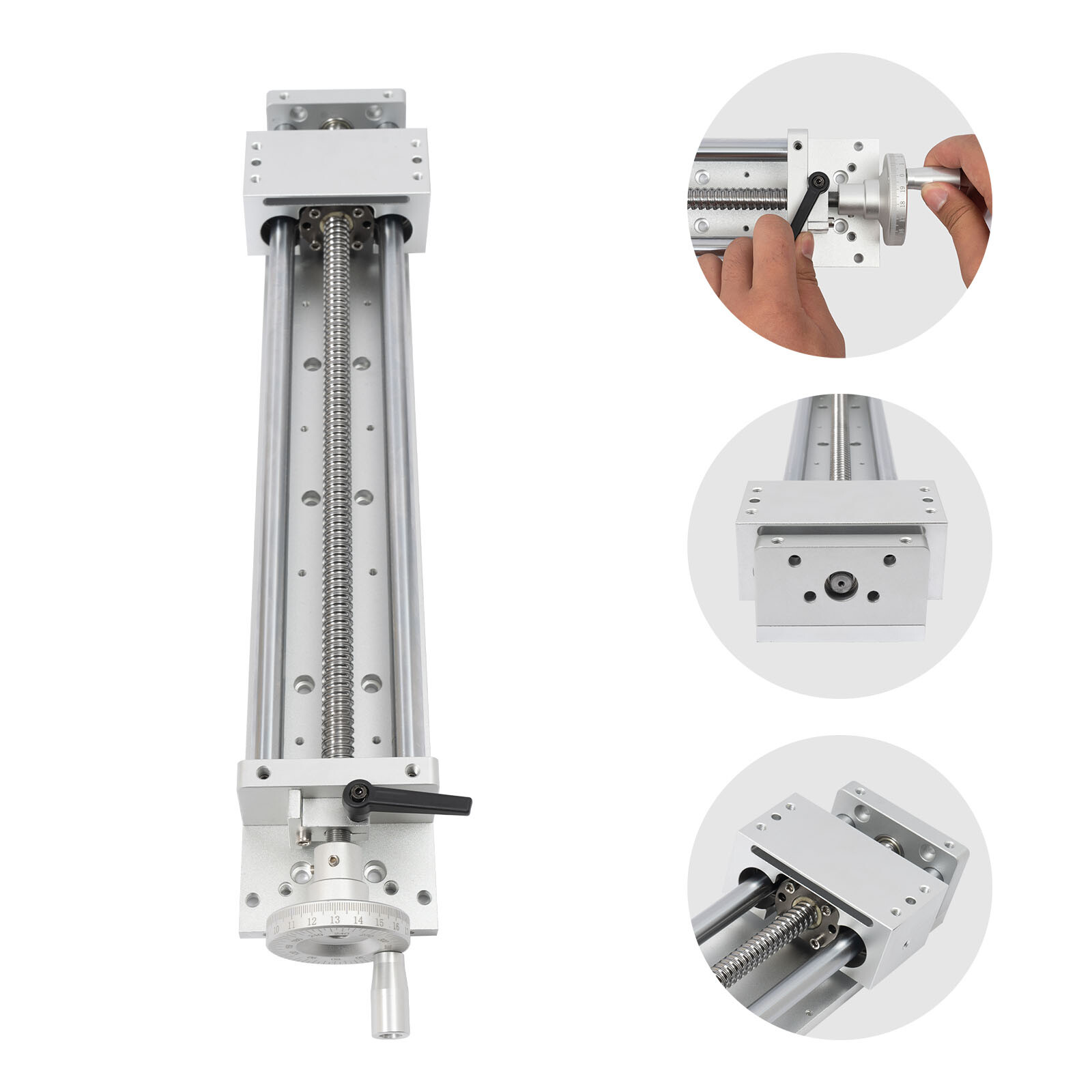 Linear Guide Rail 400mm Ballscrew XY Stage Sliding Table W/ Hand Wheel Lock