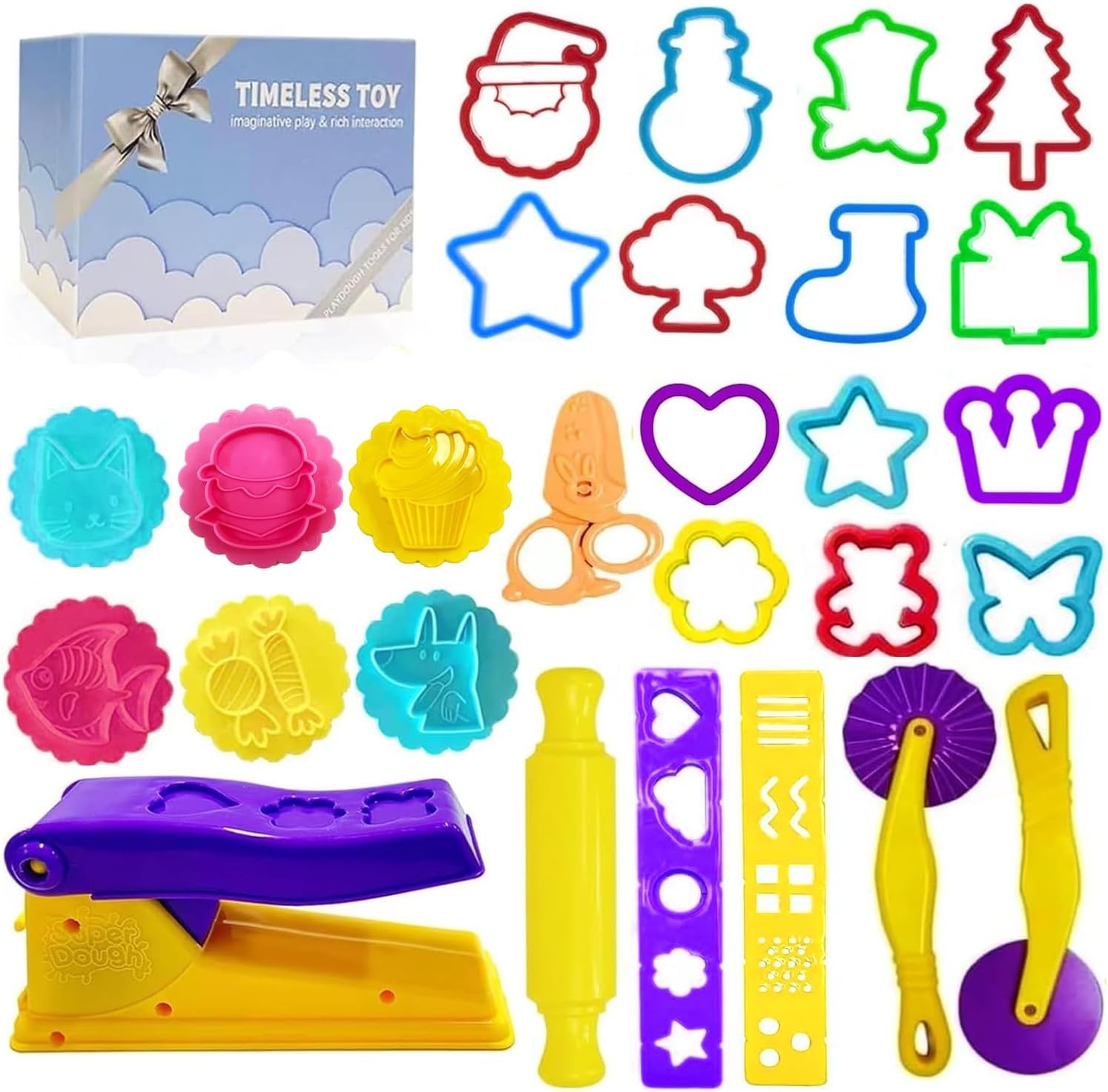 Dough Tools for Kids- Play Sets Accessories Include Animal Molds Stamps Cutter S