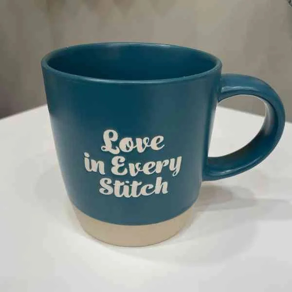 Missouri Star Quilt Company "Love in Every Stitch" Teal Mug 12 oz