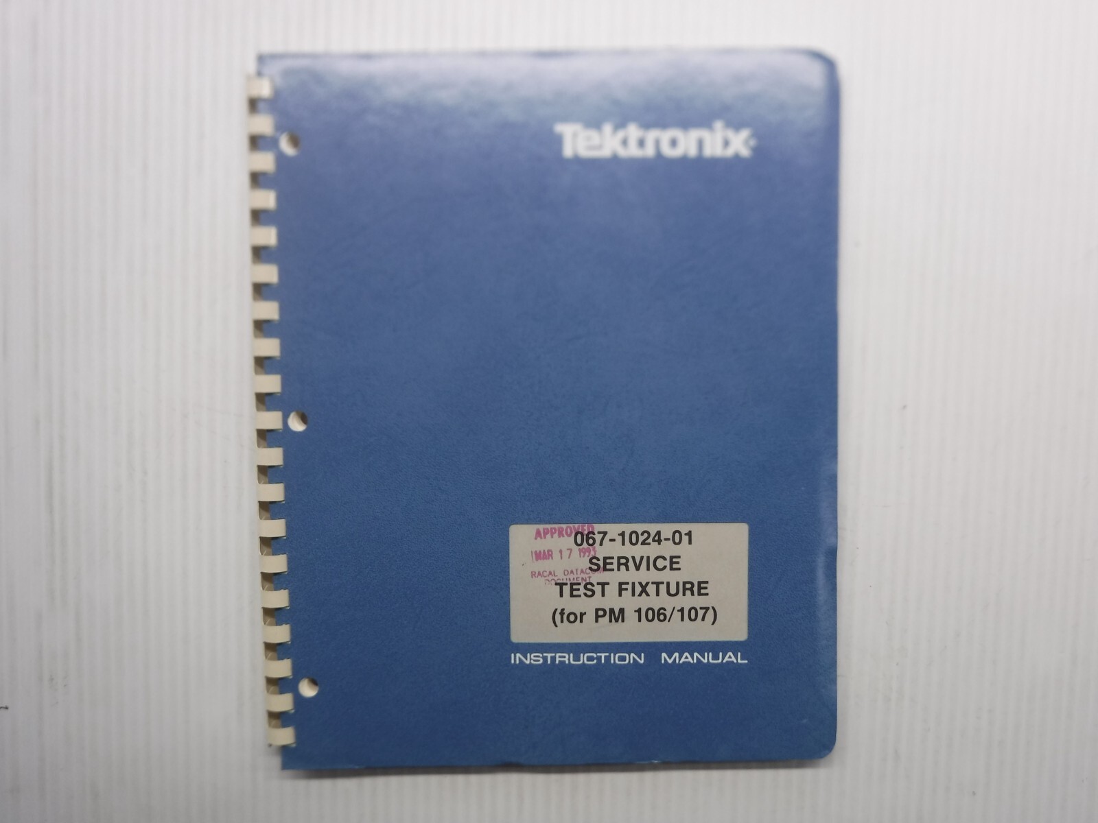 Tektronix 067-1024-01 Service Test Fixture Manual (For PM 106/107) 070-3776-00