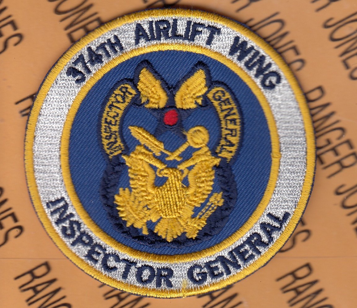 USAF Air Force 374th Airlift Wing ALW Inspector General IG ~3.25" patch c/e