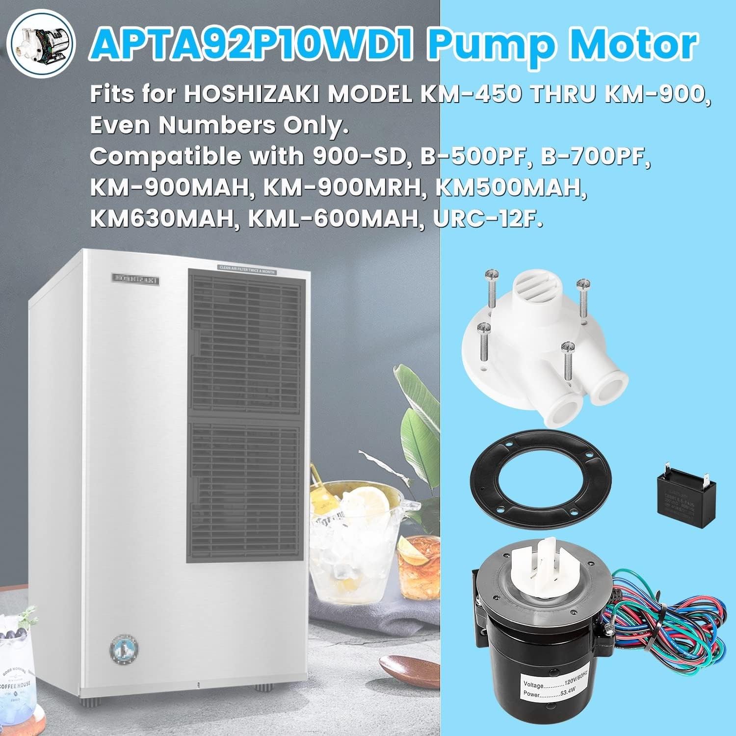 APTA92P10WD1 PA0613 Water Pump Motor 120V 53.4W 0.4A For Hoshizaki Ice Machine