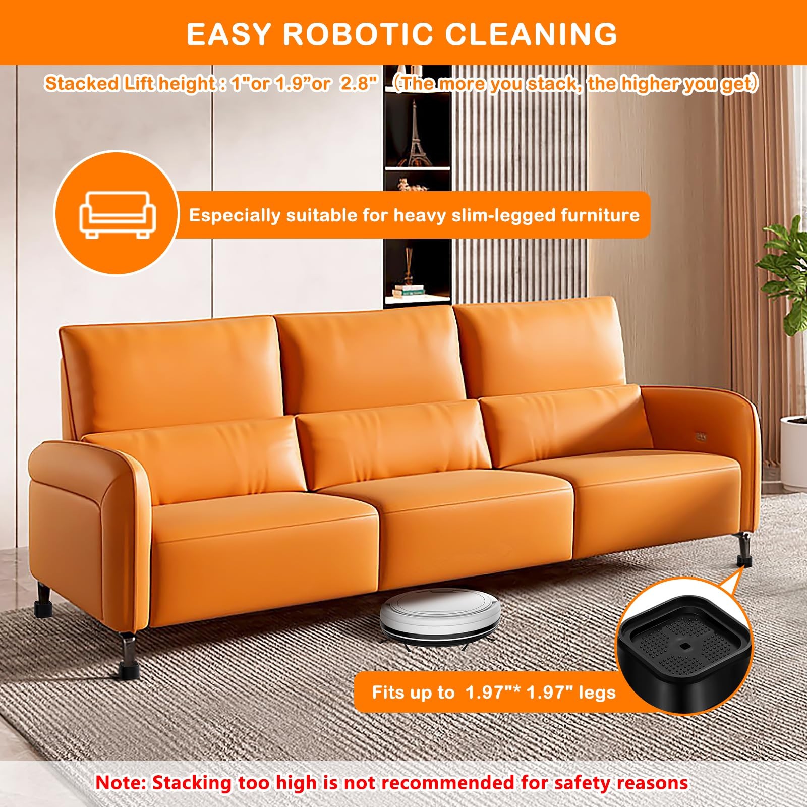 Furniture Risers Stackable 1-4 Inch Adjustable Bed Heavy Duty - Raise Couch