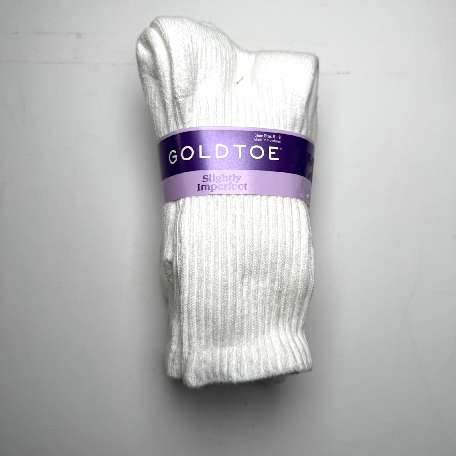 Gold Toe Womens 3 Pair Slightly Imperfect Solid White Crew Socks Shoe 6-9
