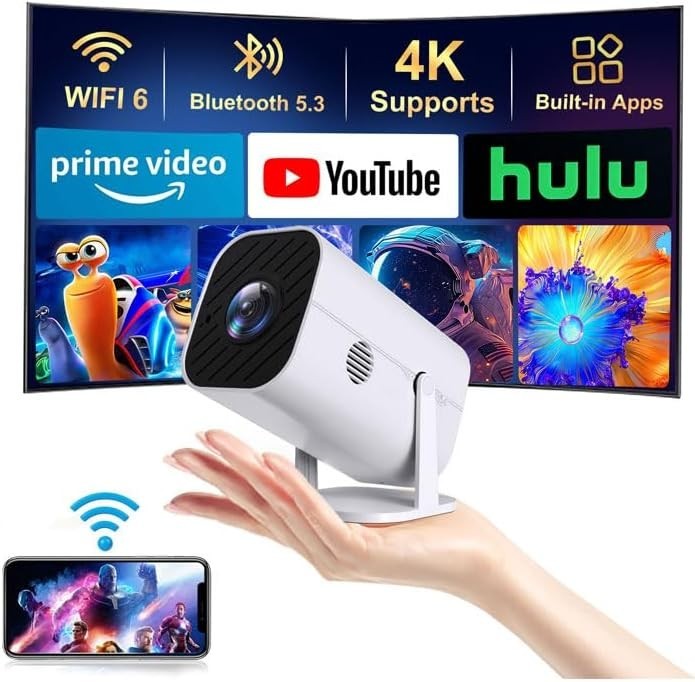 Mini Projector with Wifi and Bluetooth, Built-in Apps,Movie Projector | Elect...