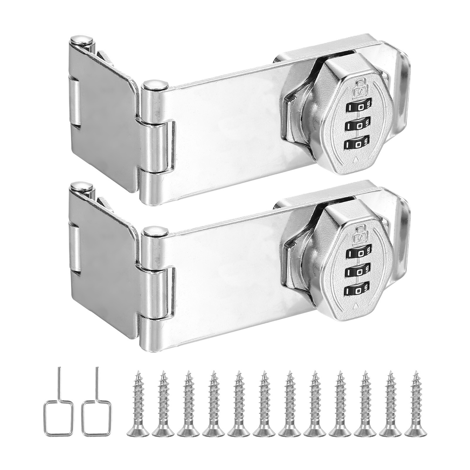 2pcs Rotary Lock Combination for Security Door 3 Digits Silver