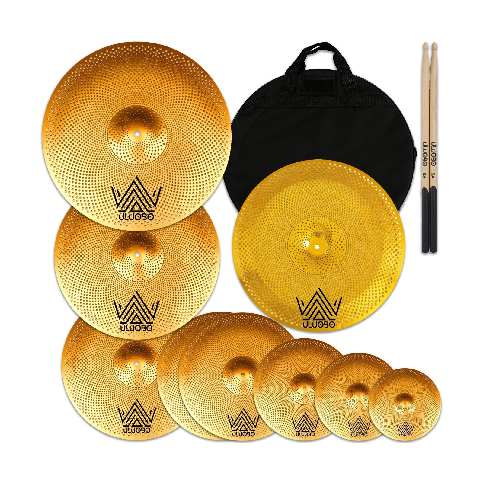 Low Volume Cymbal Pack, 9 Pieces Silent Cymbals, Quiet Cymbals Set for Drumme...