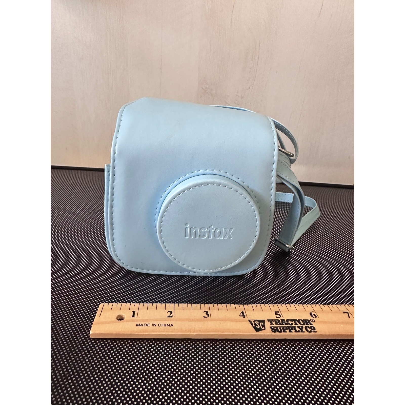 Fujifilm Instax Mini Camera Case Light Blue Synthetic Leather Crossbody Strap