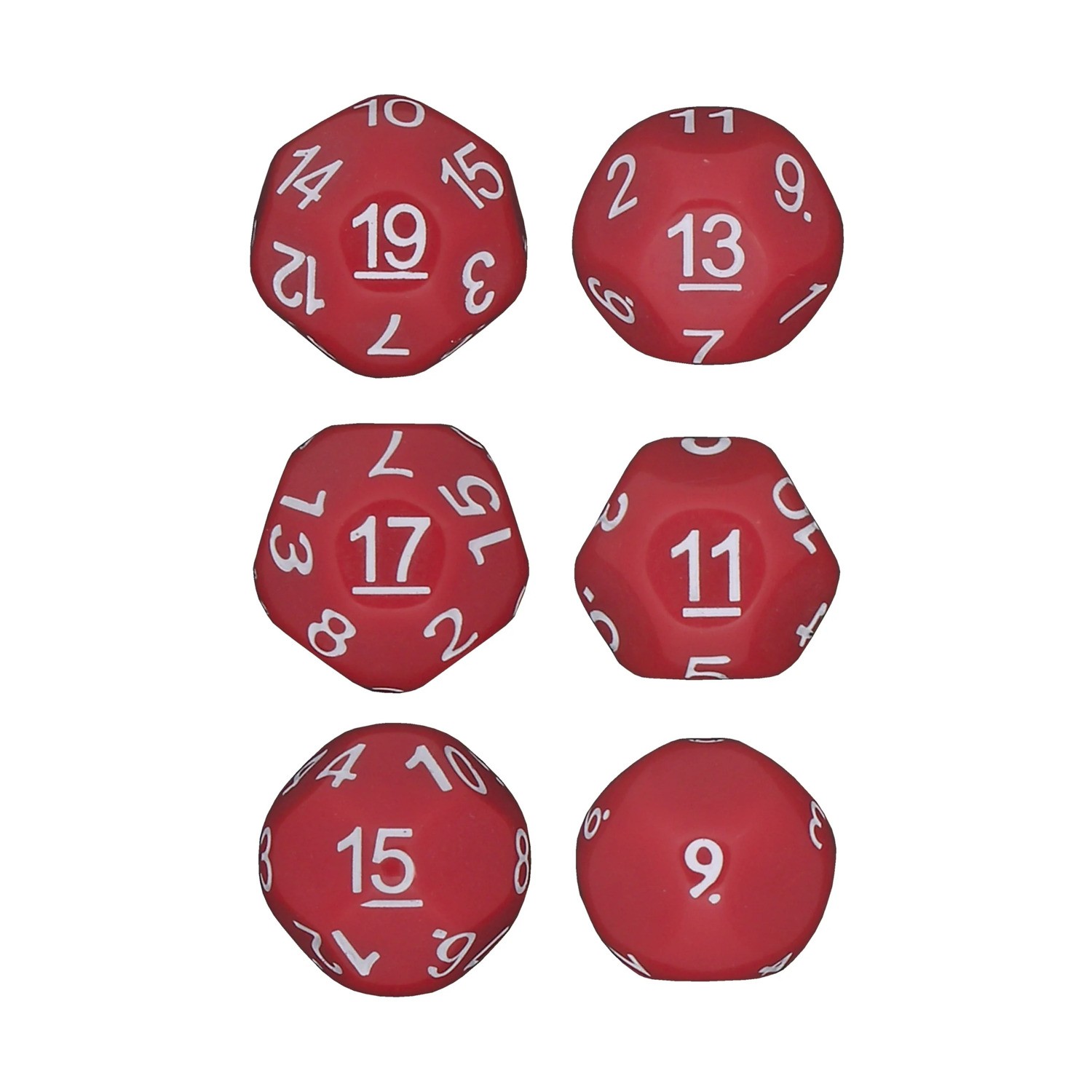 Impact Dice Odd Sided Unusual Dice Set - Red w/White (6) New