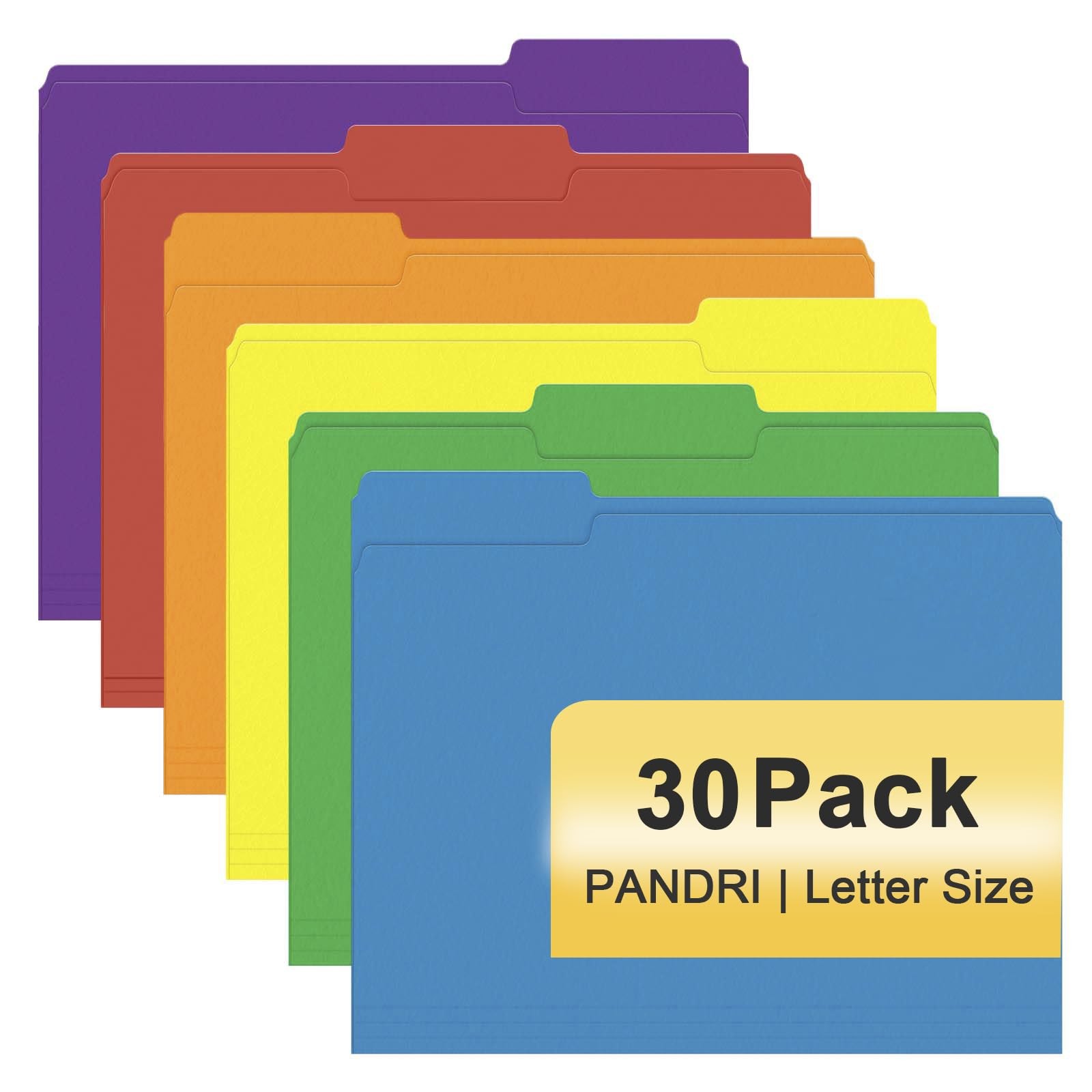 File Folder, PANDRI 30 Pack Colored File Folder, 1/3 Cut Tabs, Letter Size, A...