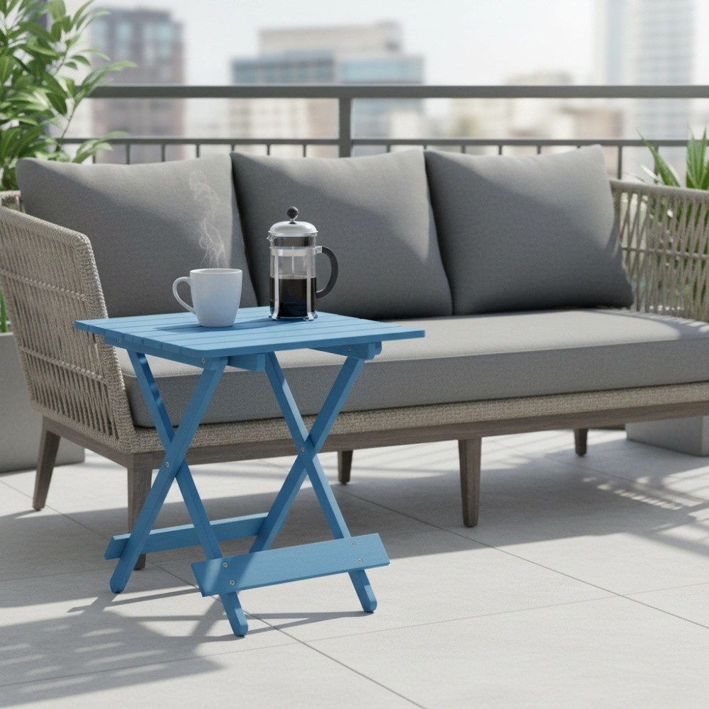 Solid Wood Folding Square Table - Patio, Balcony, Outdoor Portable Space-Saving