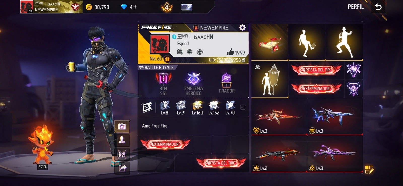 Free Fire Prime 4 Game Account Lv.60 Emblema Heroico Artista del Tir