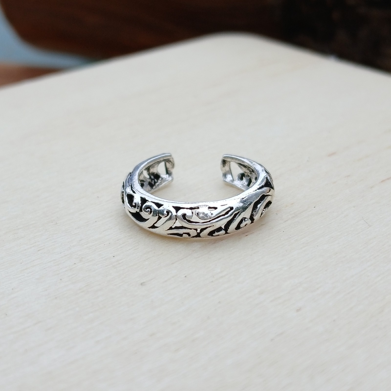 Sterling Silver Adjustable Filigree Pattern Toe Ring