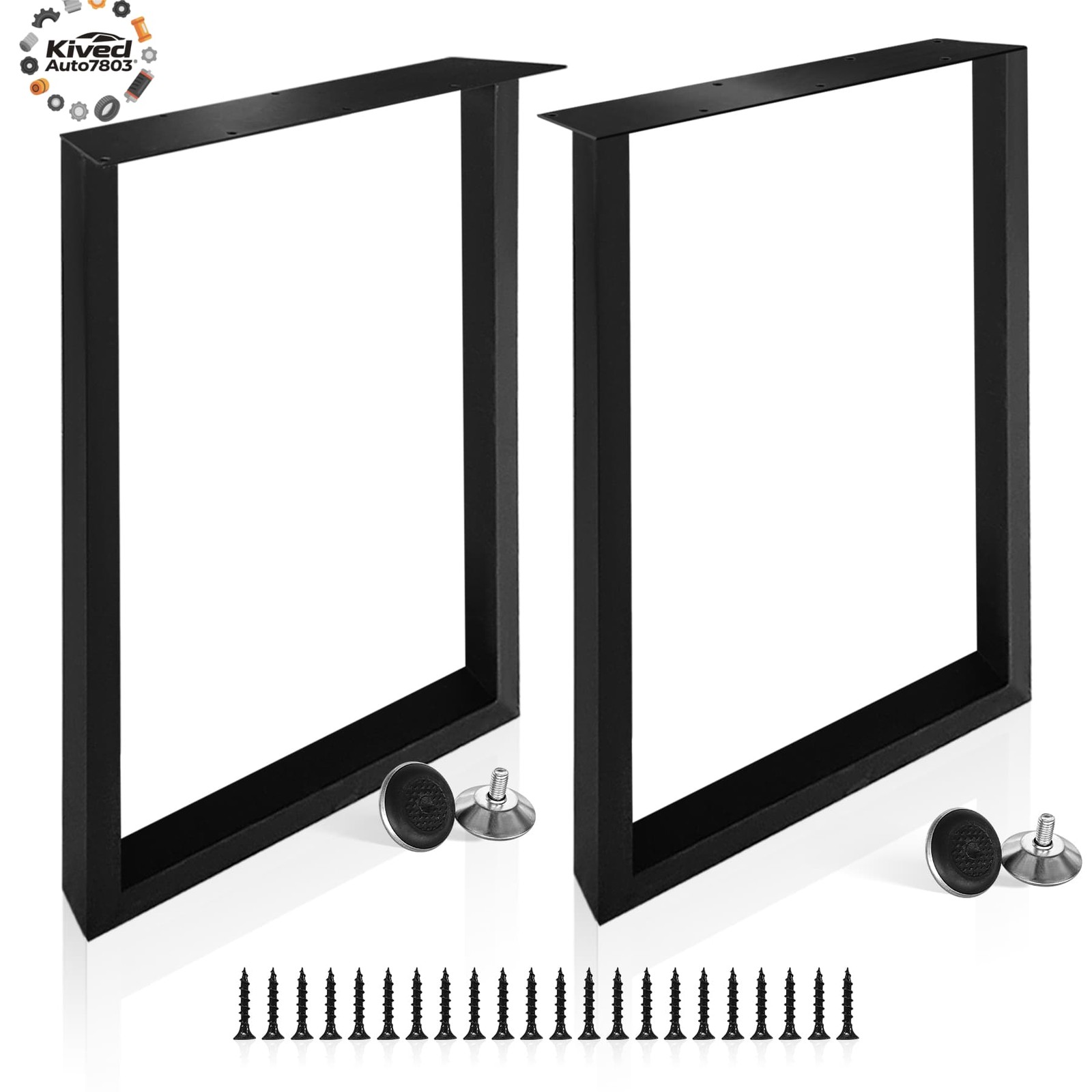 28" x 17.7" Heavy Duty Set of Steel BlackTable Legs Industrial Country Style