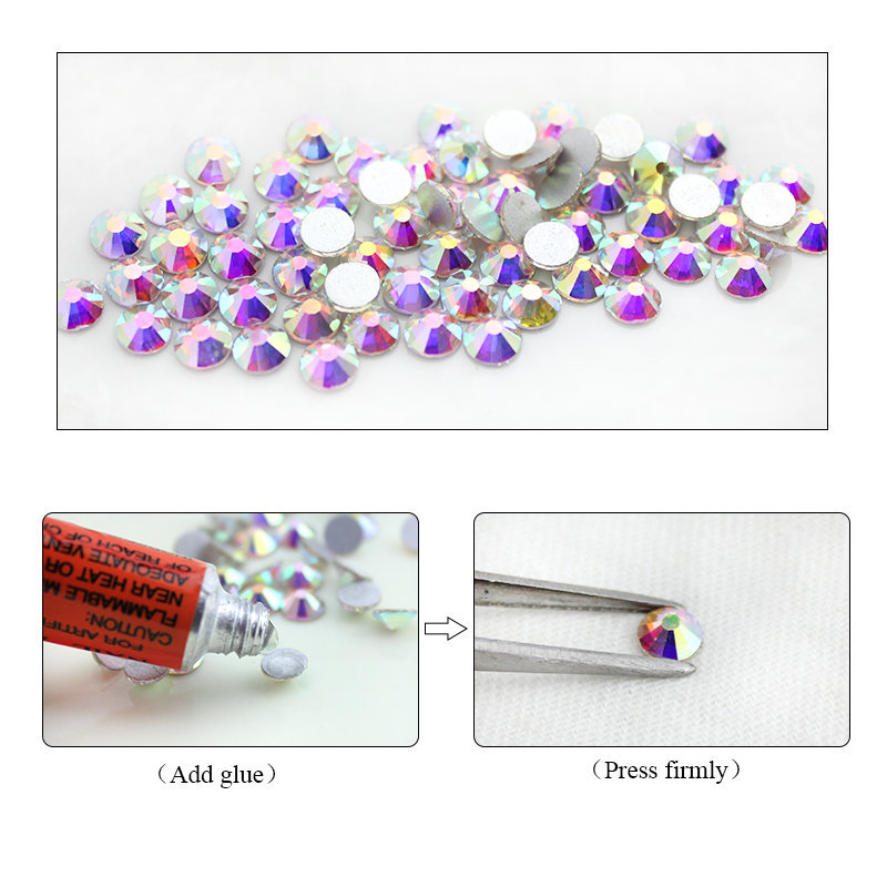 1440pcs Clear Glitter Nail Art Rhinestones Flatback Crystal Gem Nails Decoration