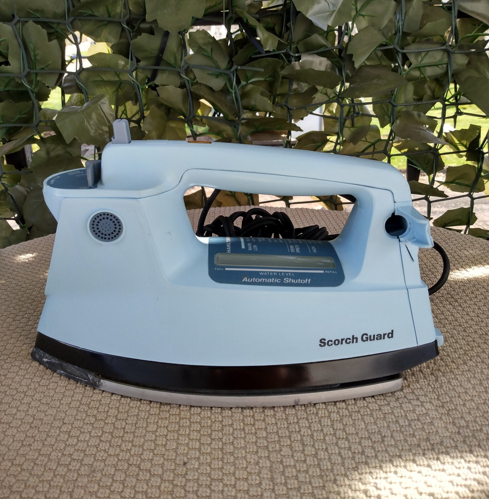 Vintage Hamilton Beach Steam Iron Baby Blue Scorch Guard Cottage Core Decor READ