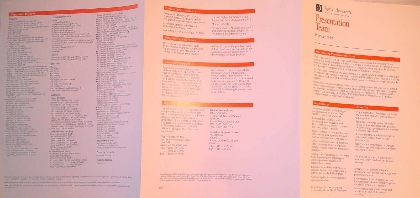 Digital Research Press Kit, 1990 - Artline, Dr. Dos & Presentation Team.