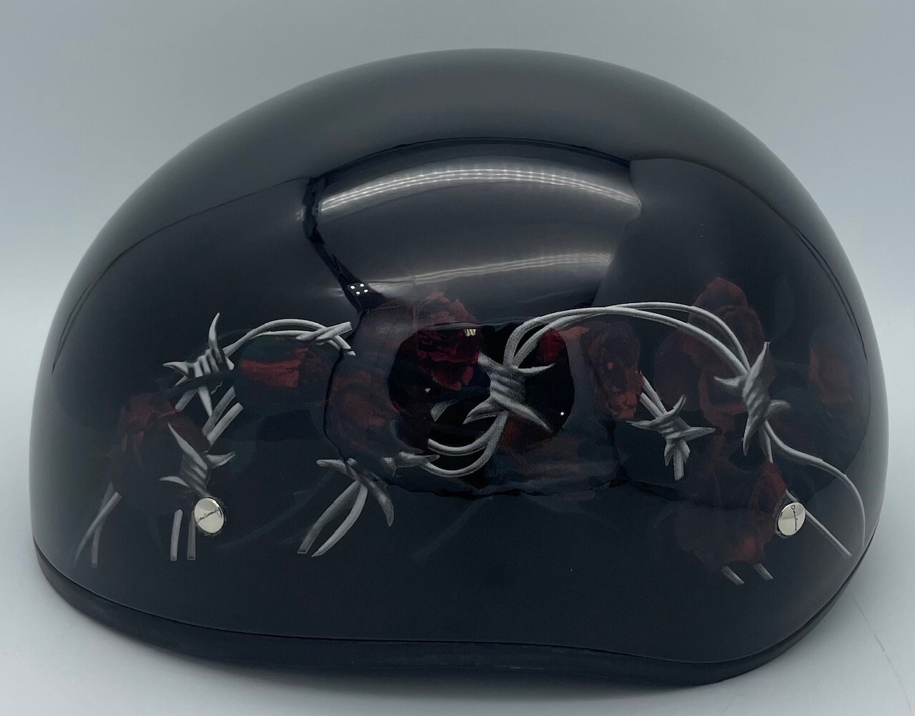 Daytona Skull Cap Half Helmet Barbed Roses XL DOT Quick Release - Open Package