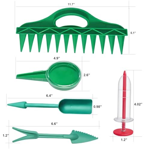 7PCS Mini Handheld Seed Spreader Set with Adjustable Speeds and 12-Hole Dibber