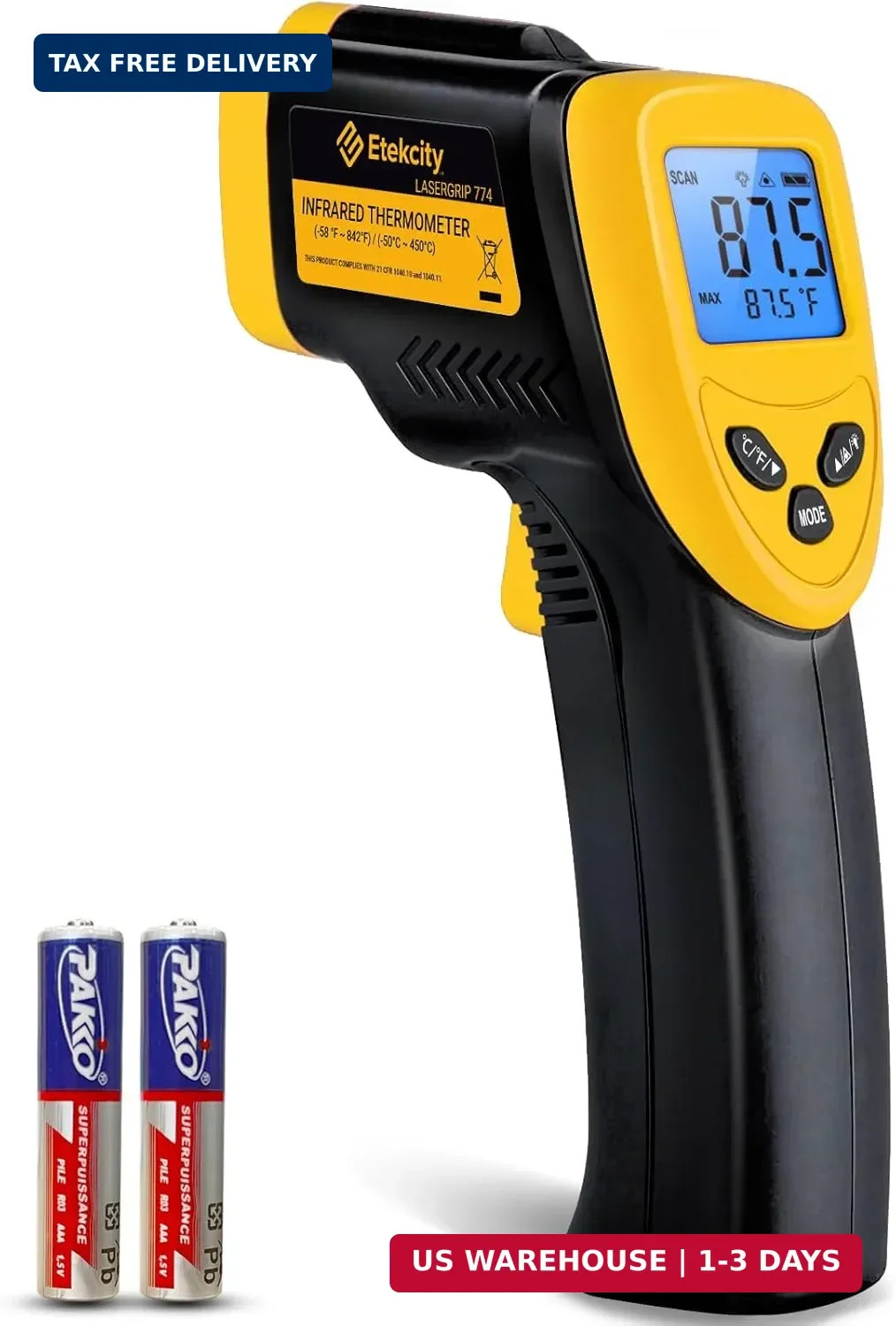 Etekcity Infrared Thermometer Laser Temperature Gun 774, Meat Food Candy Oven Th