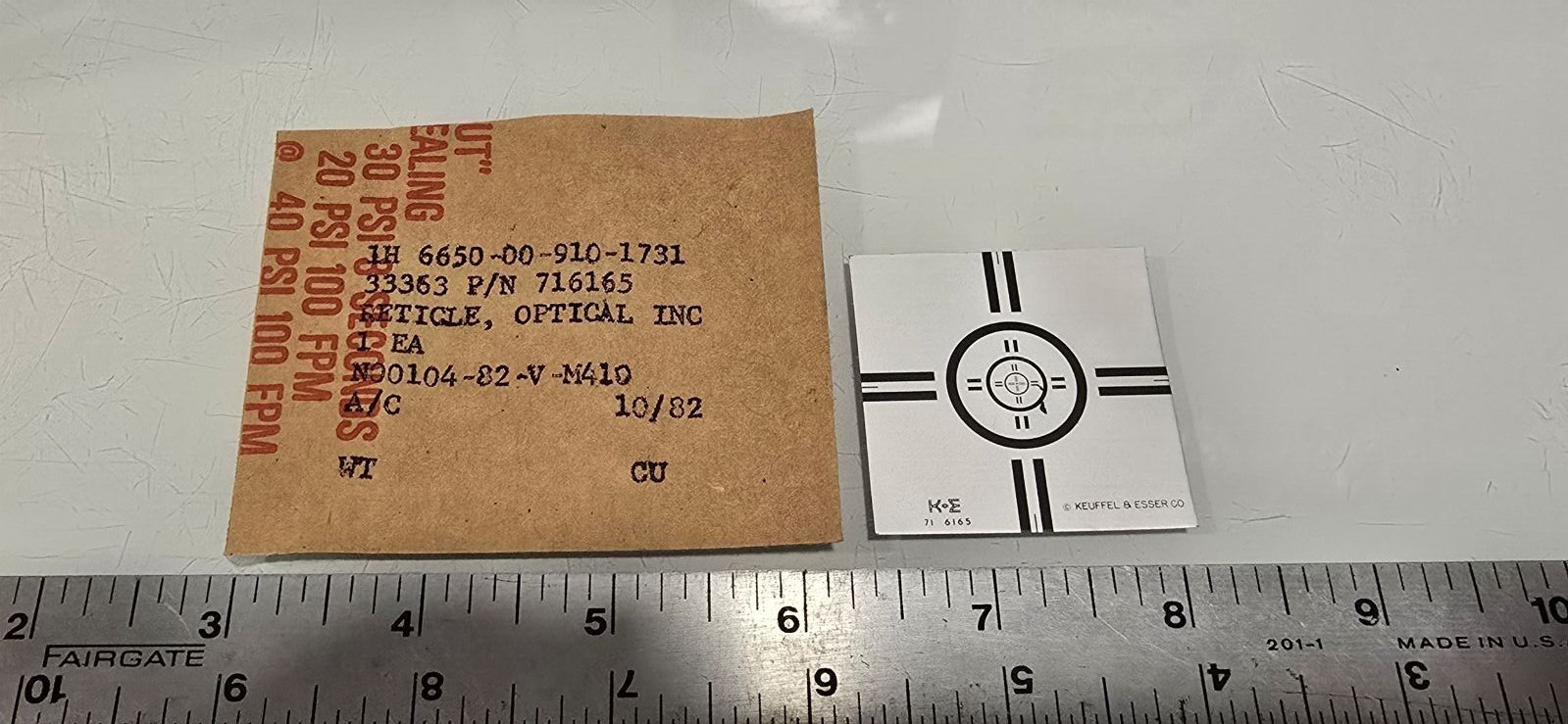 (10) BRUNSON INSTRUMENT OPITCAL RETICLE 716165 6650-00-910-1731
