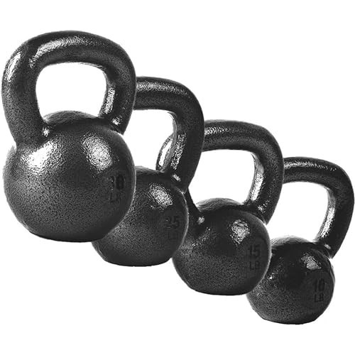 Cast Iron Kettlebell - Coated, Multiple Weights, Singles & Sets for Strength Tra