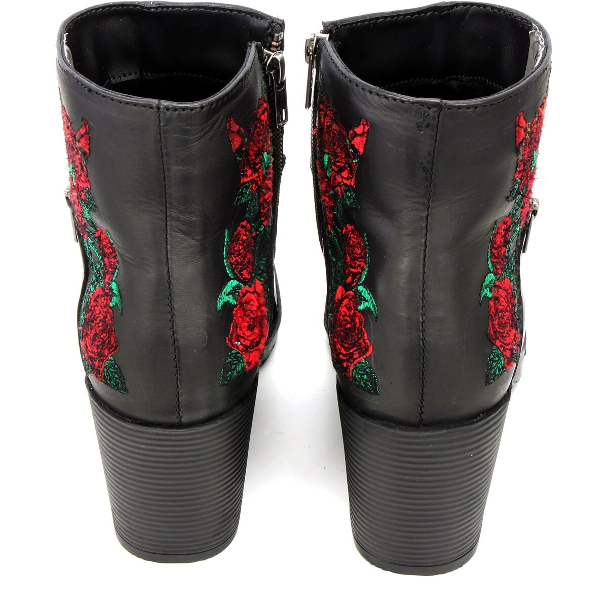 Hot Leathers Ladies Black Wild Roses Zipper Boots (Womens Size 10 1/2) 0408SDC