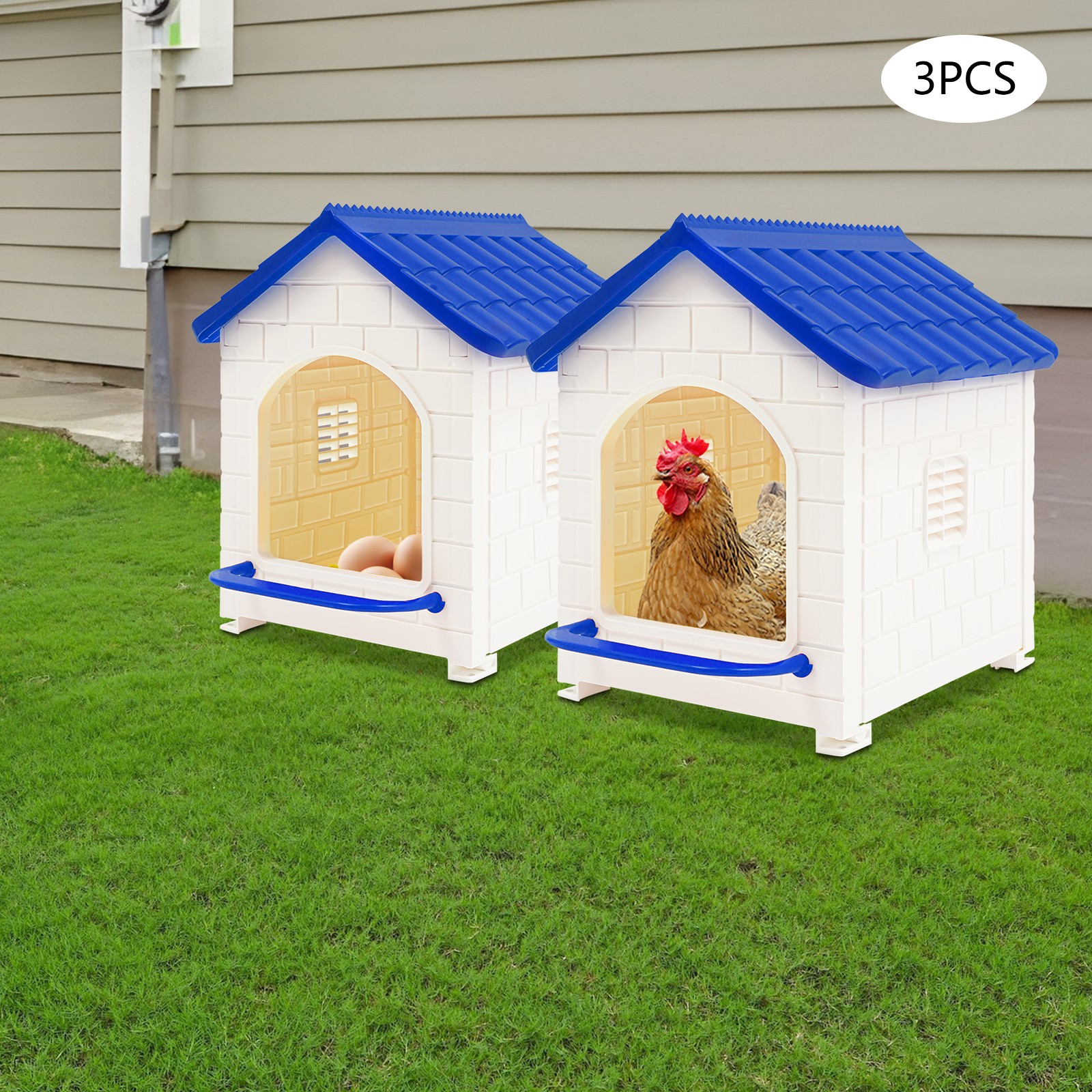 3 PCS Plastic Chicken Nesting Boxes with Nesting Pad for Laying Eggs Modern