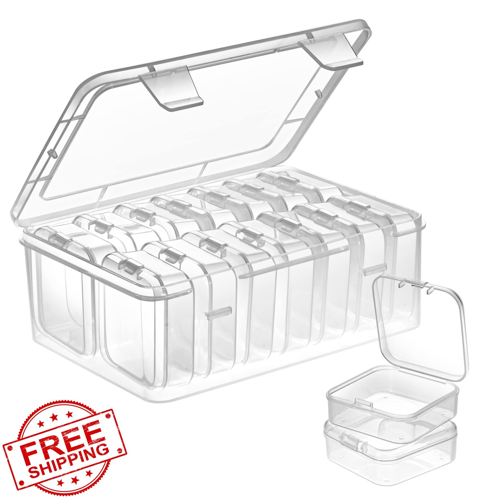 Mathtoxyz Small Bead Organizers 15pc Clear Plastic Cases