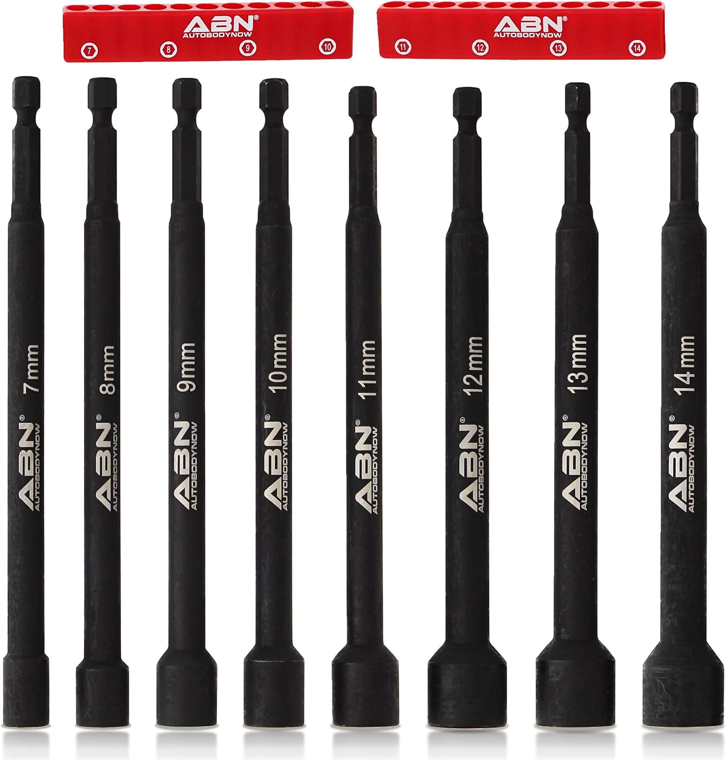 8Pc Metric Magnetic Impact Nut Driver Set 6" Long 1/4 Hex Shank Drill Bit Socket