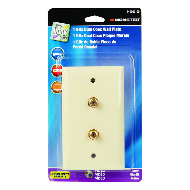 Monster Just Hook It Up Ivory 1 gang Plastic Coaxial Wall Plate